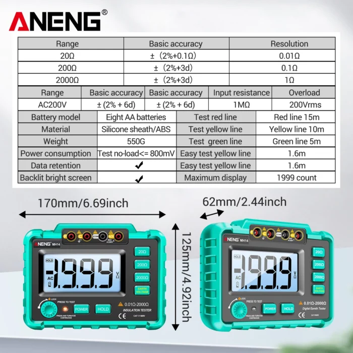 Aneng MH14 Earth Resistance Tester