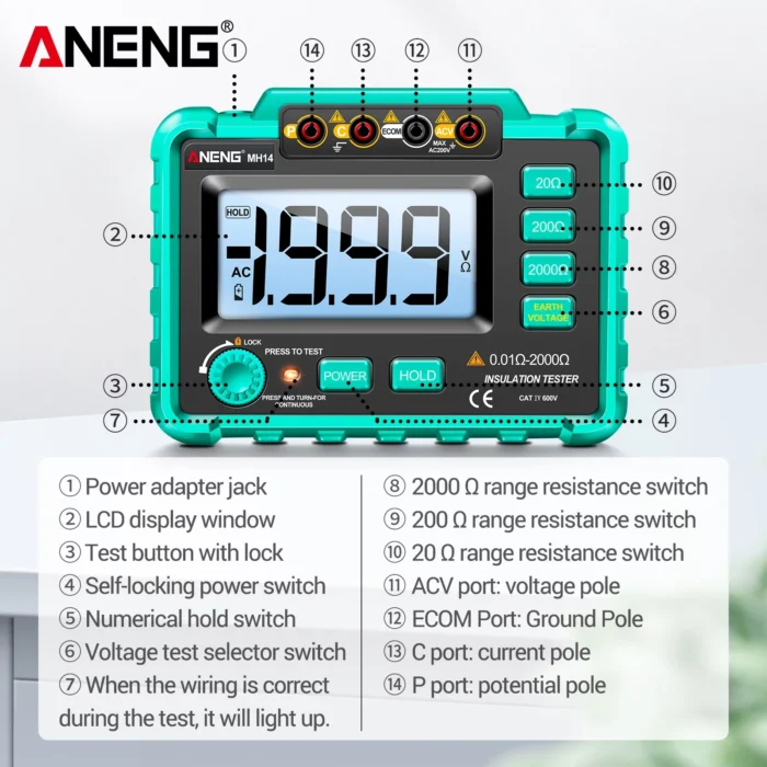 Aneng MH14 Earth Resistance Tester